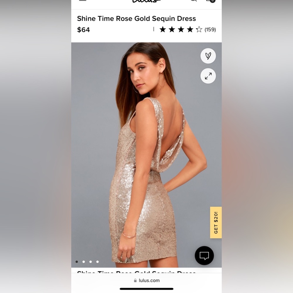 Lulu’s XS gold/champagne sequence dress.